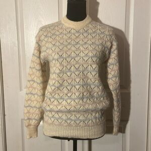 Glenugie of Scotland Shetland/MohairLace Zigzag Knit  Sweater 40 (Sz 6 US)